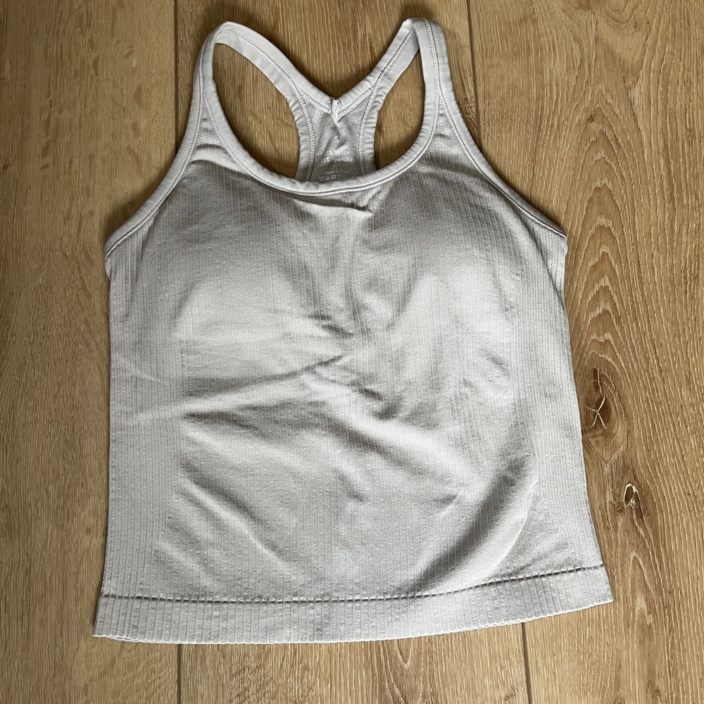 Beige/Gray Ribbed Tank Top